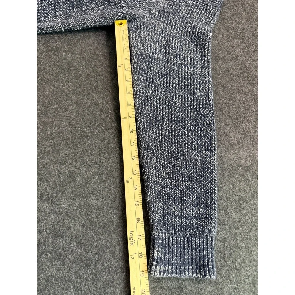 Banana Republic Mens XL Navy Blue Marled Chunky Knit Cotton Fisherman Sweater